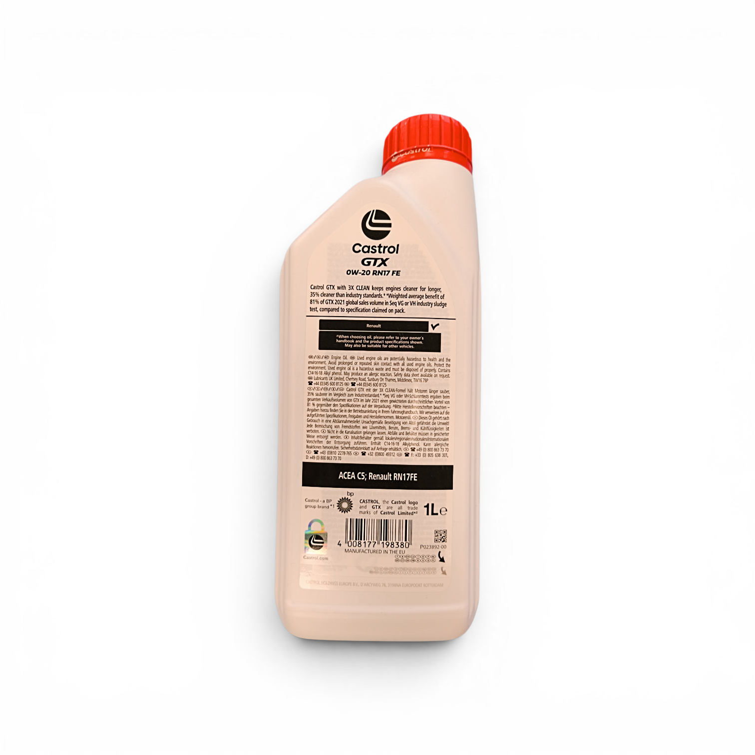 Castrol GTX 0W-20 RN17 dettaglio formula 3X Clean anti-morchie motori benzina diesel Renault Clio Arkana Duster