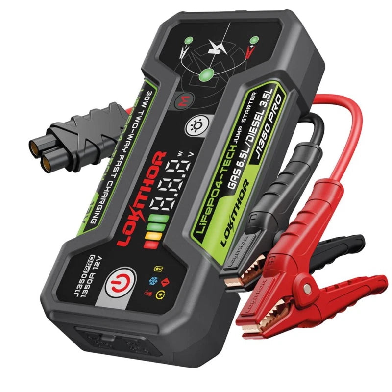 Lokithor J1350 PRO booster avviatore emergenza LiFePO4 1350A 12V ConnectMax Power Bank 30W torcia LED 200 lumen
