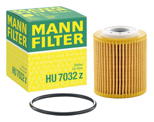 Filtro olio MANN HU 7032 Z cartuccia vista frontale con guarnizione Confezione originale MANN HU 7032 Z filtro olio