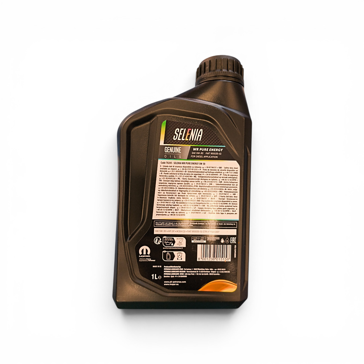 Selenia WR Pure Energy 5W-30 tecnologia High Fuel Economy System HFES Petronas FCA risparmio carburante
