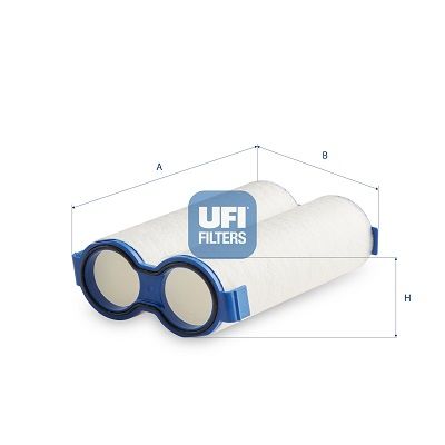 Filtro aria UFI 27.TUB.01 cartuccia rettangolare vista dall'alto