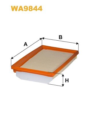 Filtro aria WIX WA9844 cartuccia trapezoidale vista frontale 246x175x50 mm