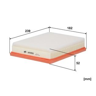 Misure filtro aria WIX WA9868 Lunghezza 239 mm Larghezza 182 mm Altezza 52 mm
