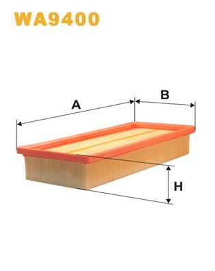 Filtro aria a cartuccia WIX WA9400 dimensioni 282x123x48 mm